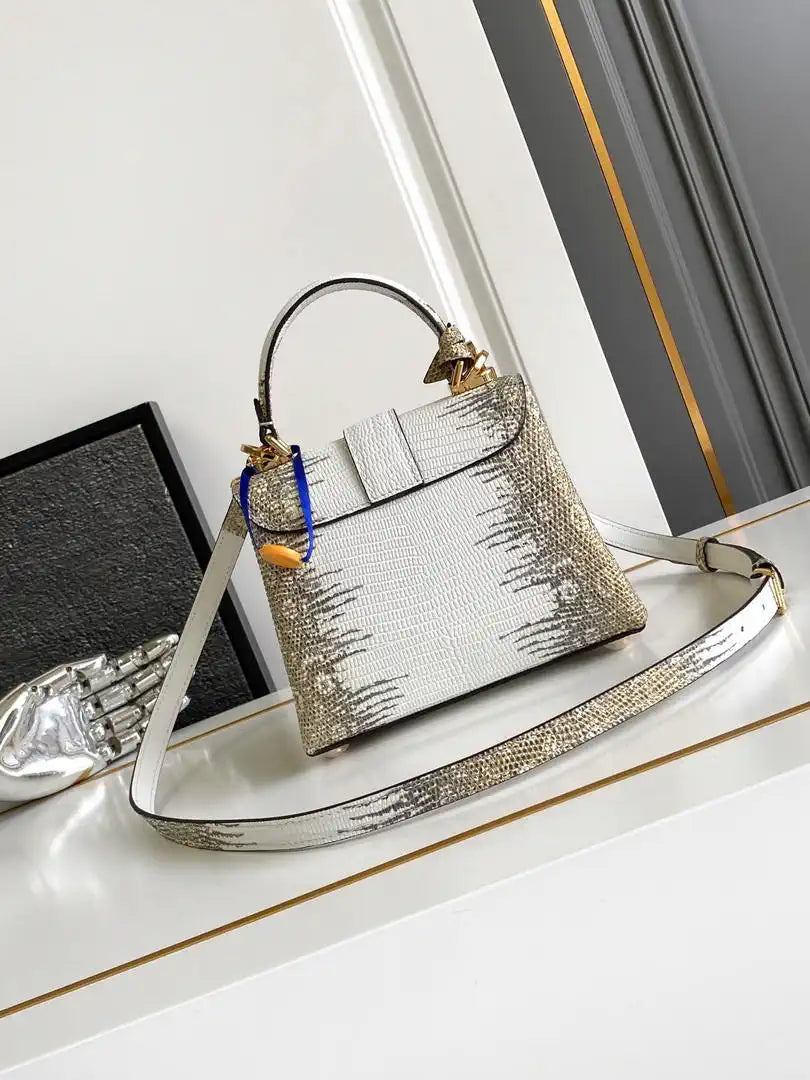 LV M87094 Louis Vuitton lizard leather BB Gilding