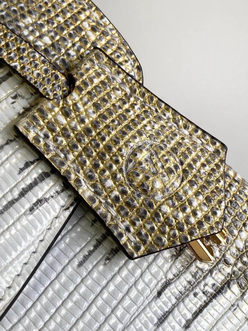 LV M87094 Louis Vuitton lizard leather BB Gilding