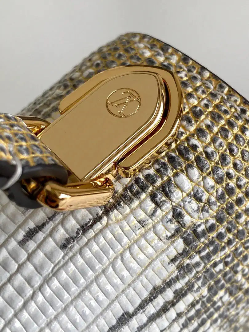 LV M87094 Louis Vuitton lizard leather BB Gilding