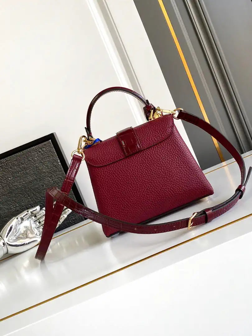 LV M86012 Louis Vuitton Leather Rose Des Vents Mini Wine Red