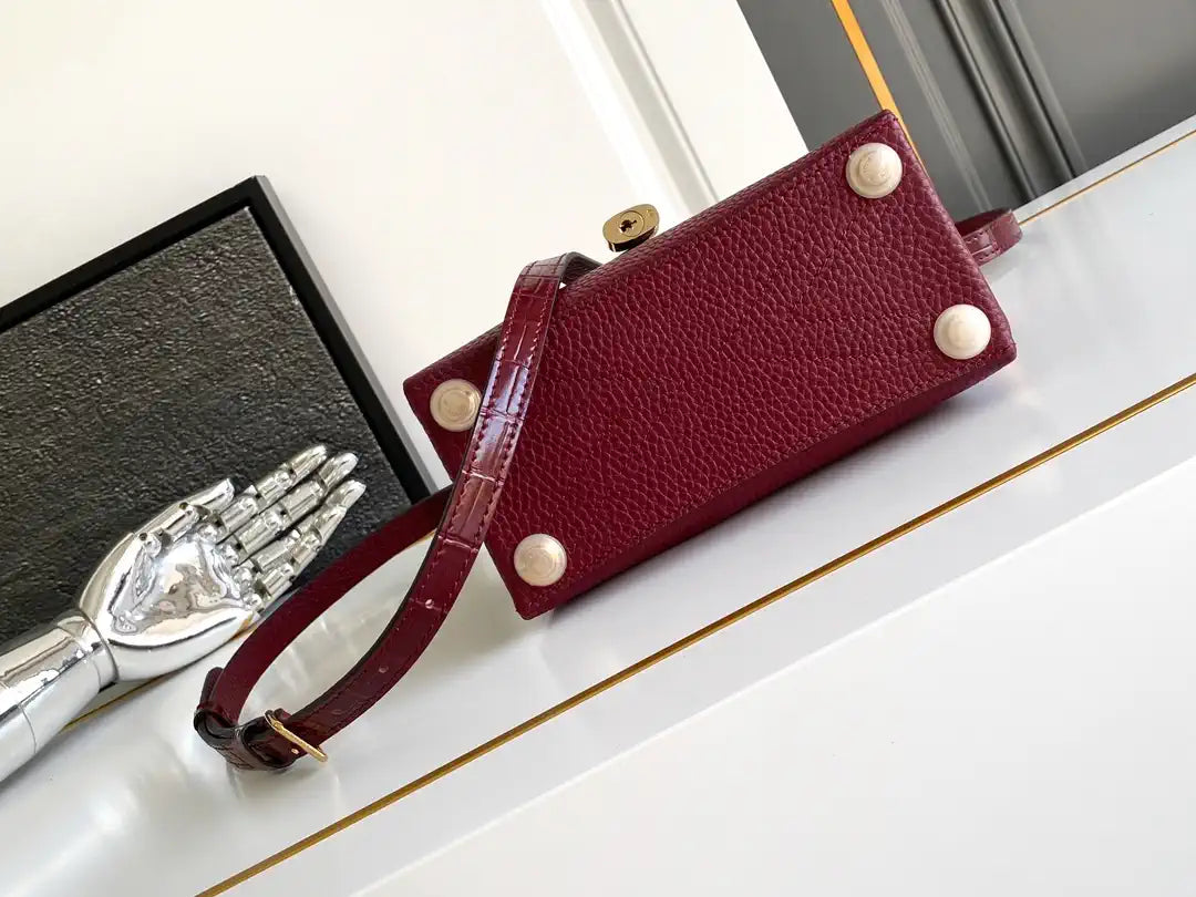 LV M86012 Louis Vuitton Leather Rose Des Vents Mini Wine Red