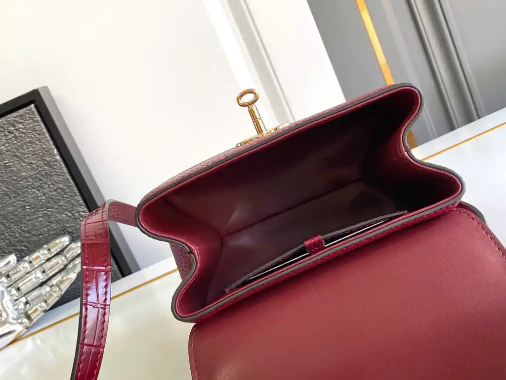 LV M86012 Louis Vuitton Leather Rose Des Vents Mini Wine Red