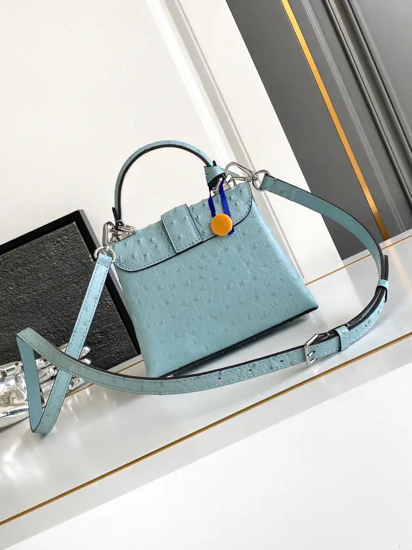 LV M87106 Louis Vuitton Ostrich Rose Des Vents Mini Ligth Blue