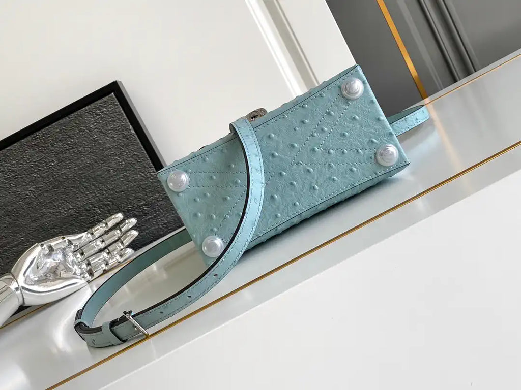 LV M87106 Louis Vuitton Ostrich Rose Des Vents Mini Ligth Blue