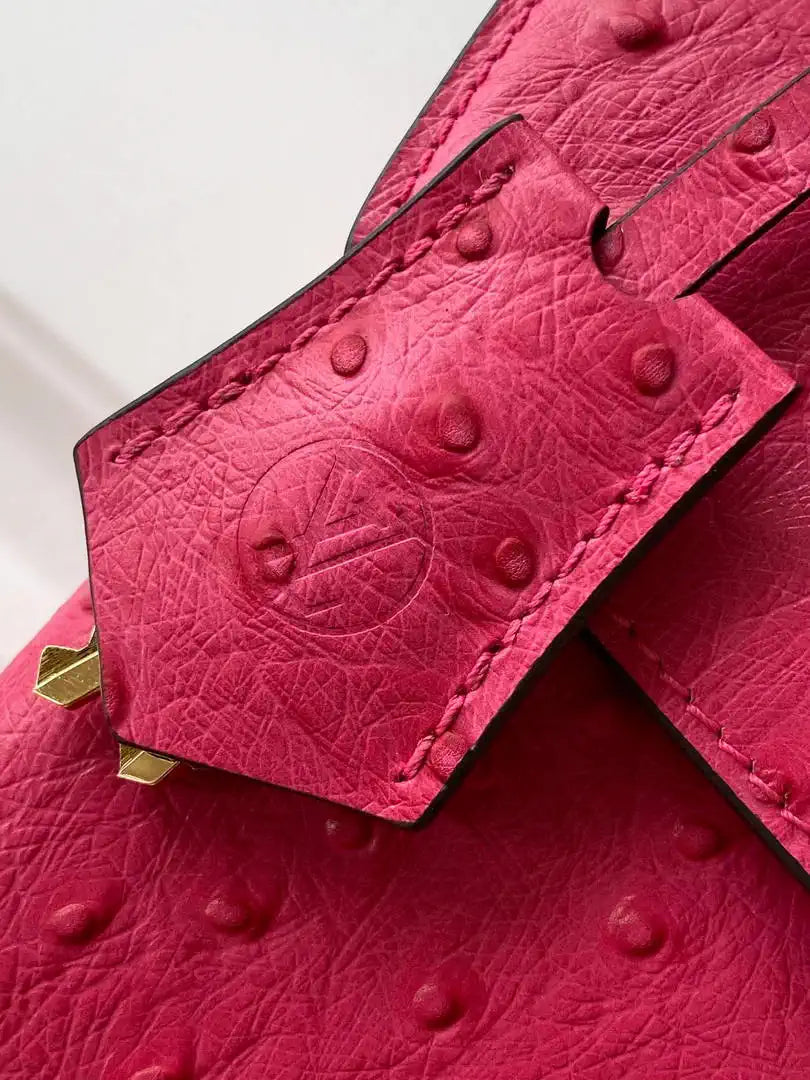 LV M87106 Louis Vuitton Ostrich Rose Des Vents Mini Rose Red