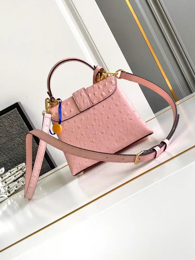 LV M87106 Louis Vuitton Ostrich Rose Des Vents Mini Pink