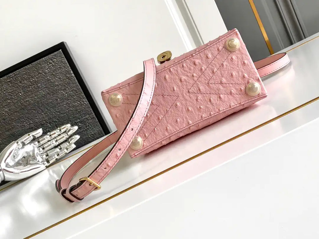 LV M87106 Louis Vuitton Ostrich Rose Des Vents Mini Pink