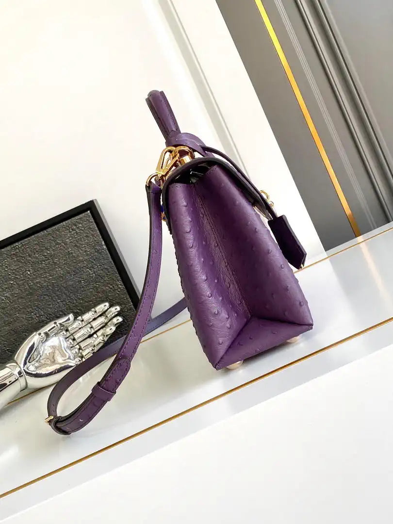 LV M87107 Louis Vuitton Ostrich Rose Des Vents MM Purple
