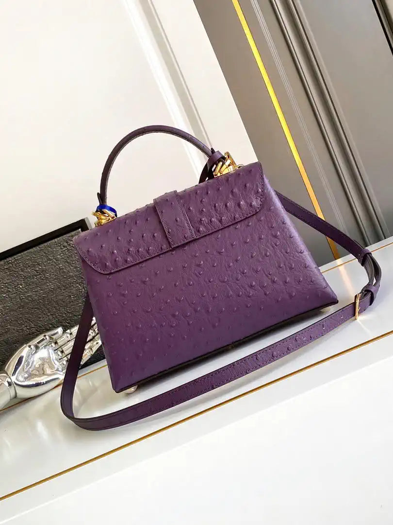 LV M87107 Louis Vuitton Ostrich Rose Des Vents MM Purple