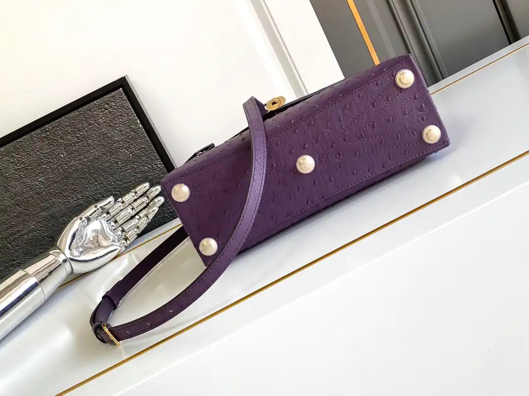 LV M87107 Louis Vuitton Ostrich Rose Des Vents MM Purple
