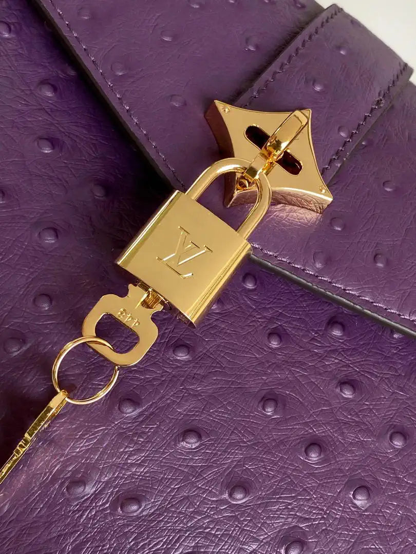 LV M87107 Louis Vuitton Ostrich Rose Des Vents MM Purple