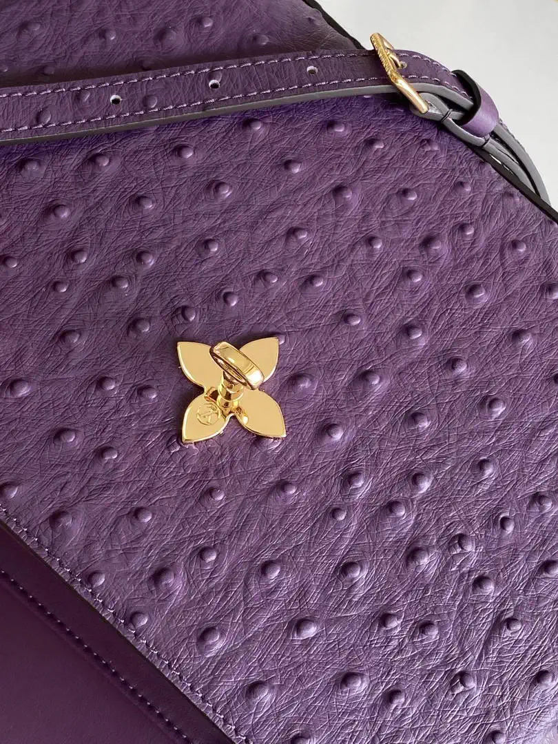 LV M87107 Louis Vuitton Ostrich Rose Des Vents MM Purple