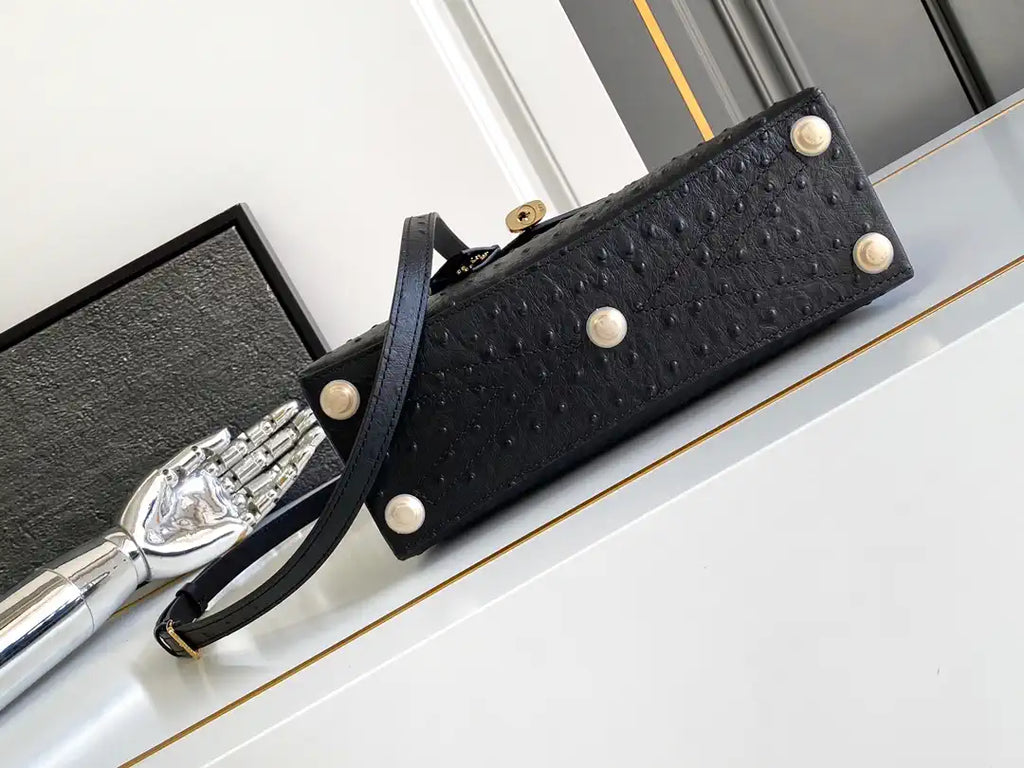 LV M87107 Louis Vuitton Ostrich Rose Des Vents MM Black
