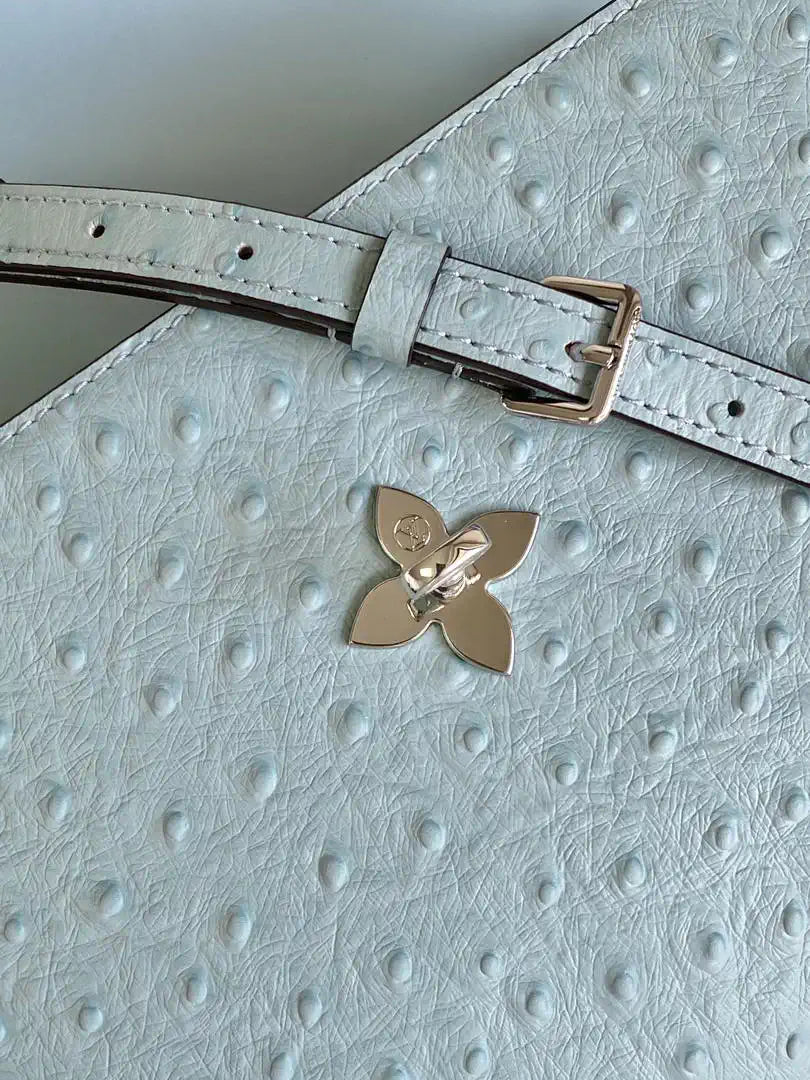 LV M87107 Louis Vuitton Ostrich Rose Des Vents MM Light Blue