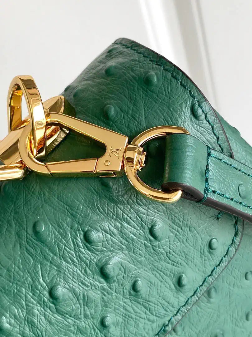 LV M87107 Louis Vuitton Ostrich Rose Des Vents MM Green