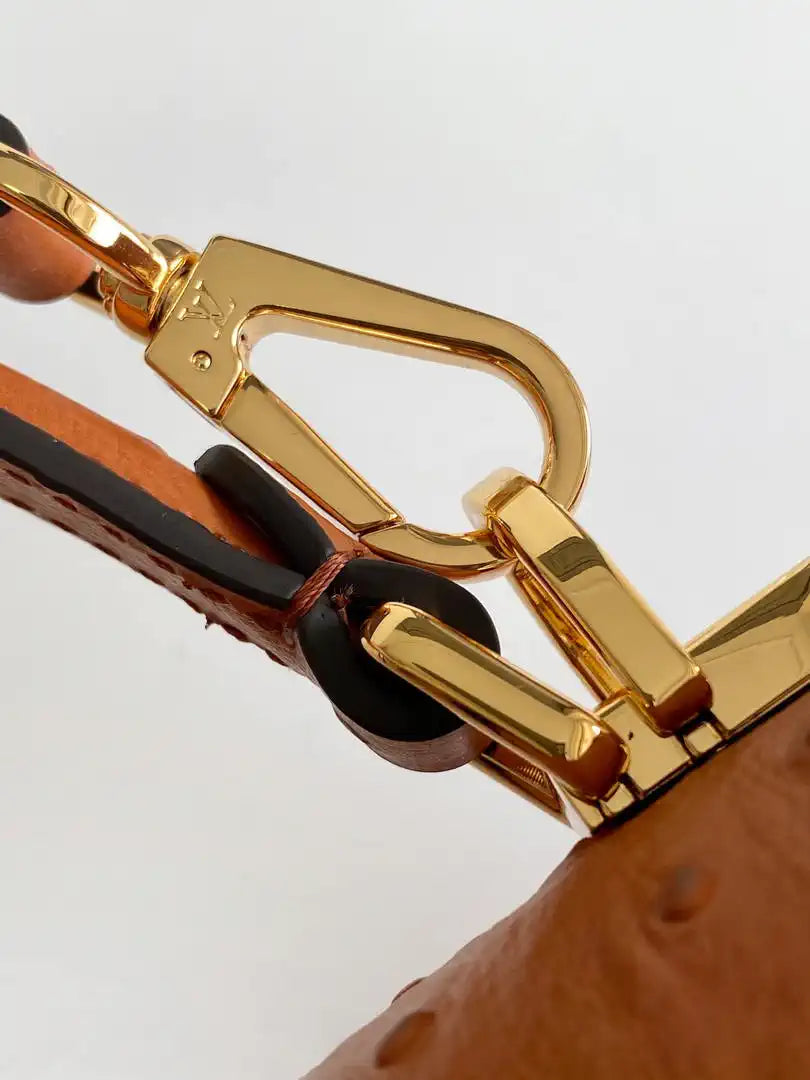 LV M87107 Louis Vuitton Ostrich Rose Des Vents MM Brown