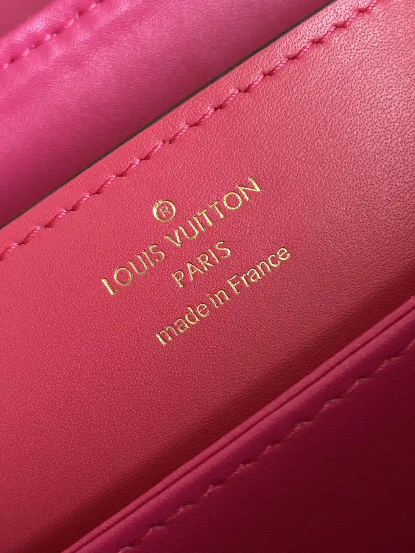 LV M87107 Louis Vuitton Ostrich Rose Des Vents MM Rose Red