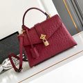 LV M87107 Louis Vuitton Ostrich Rose Des Vents MM Wine red
