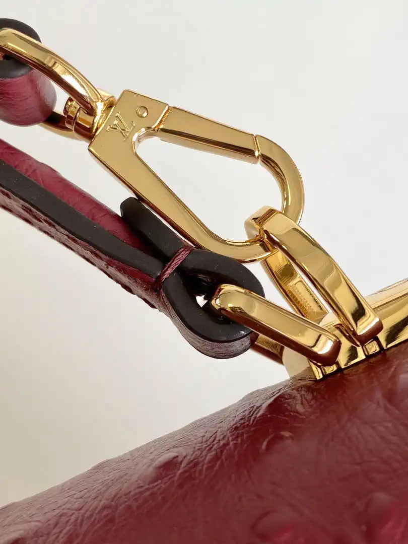 LV M87107 Louis Vuitton Ostrich Rose Des Vents MM Wine red