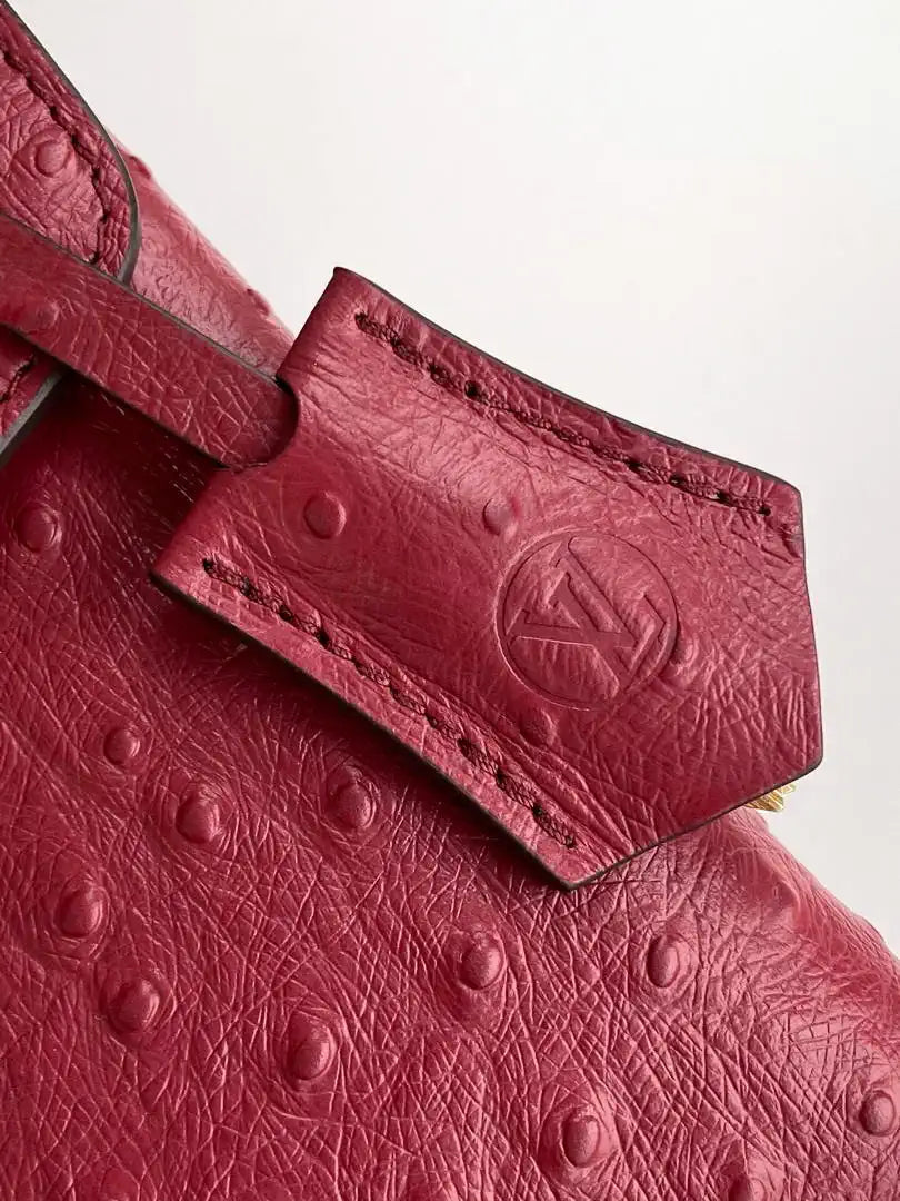 LV M87107 Louis Vuitton Ostrich Rose Des Vents MM Wine red