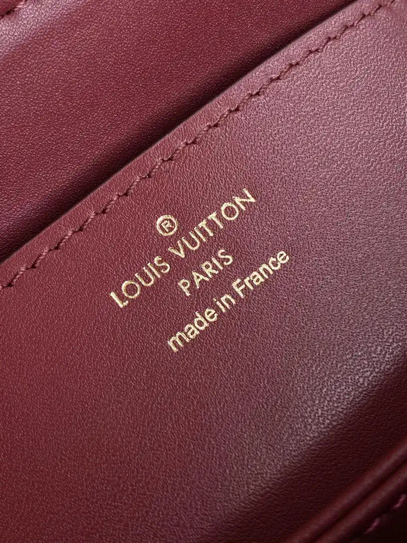 LV M87107 Louis Vuitton Ostrich Rose Des Vents MM Wine red