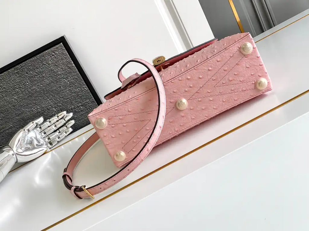LV M87107 Louis Vuitton Ostrich Rose Des Vents MM Pink