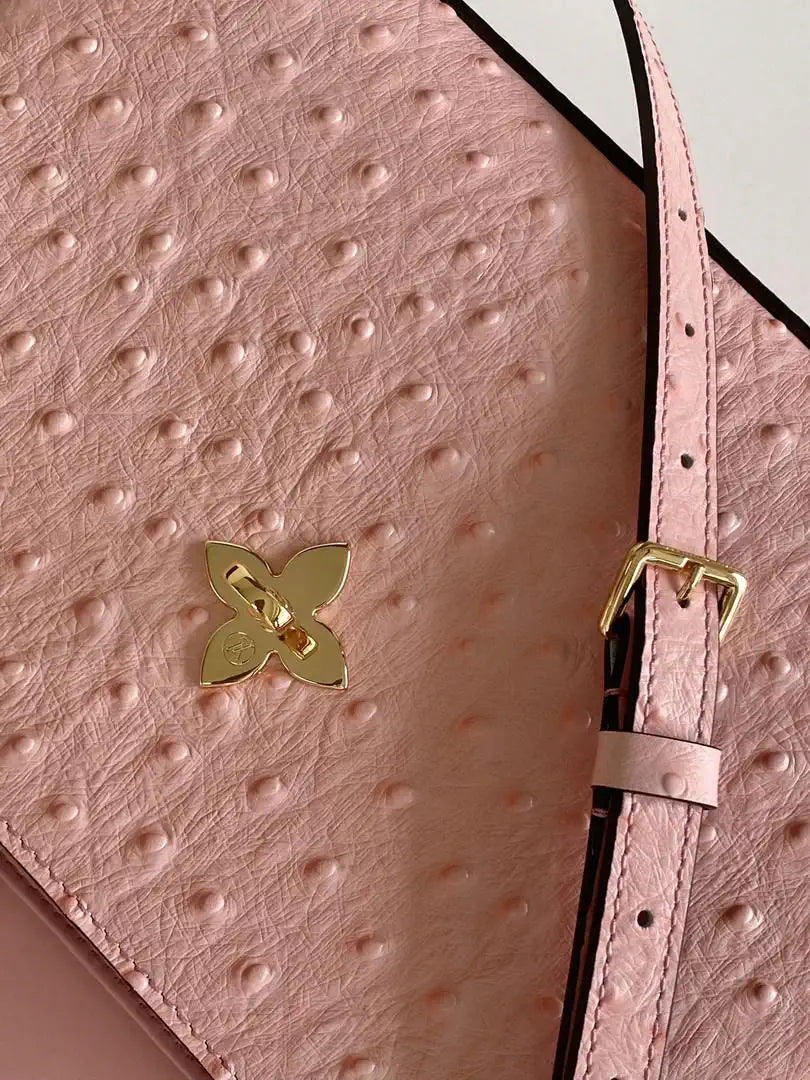 LV M87107 Louis Vuitton Ostrich Rose Des Vents MM Pink