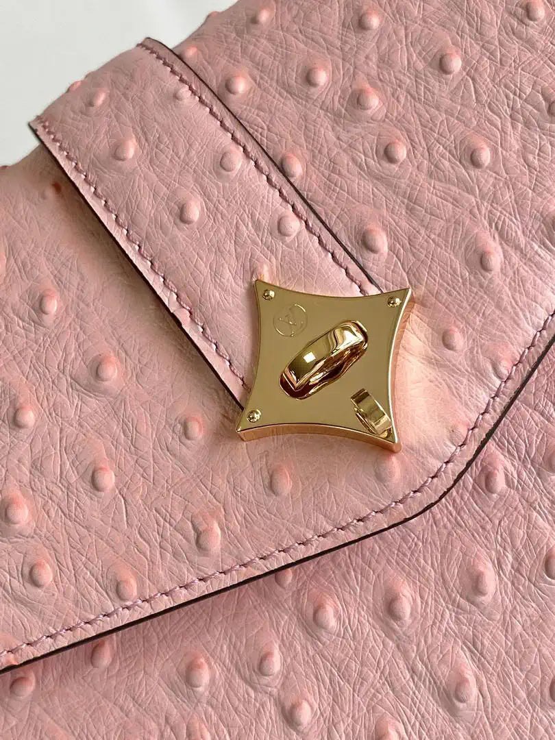 LV M87107 Louis Vuitton Ostrich Rose Des Vents MM Pink