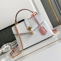 LV M87107 Louis Vuitton Ostrich Rose Des Vents MM White