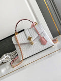 LV M87107 Louis Vuitton Ostrich Rose Des Vents MM White