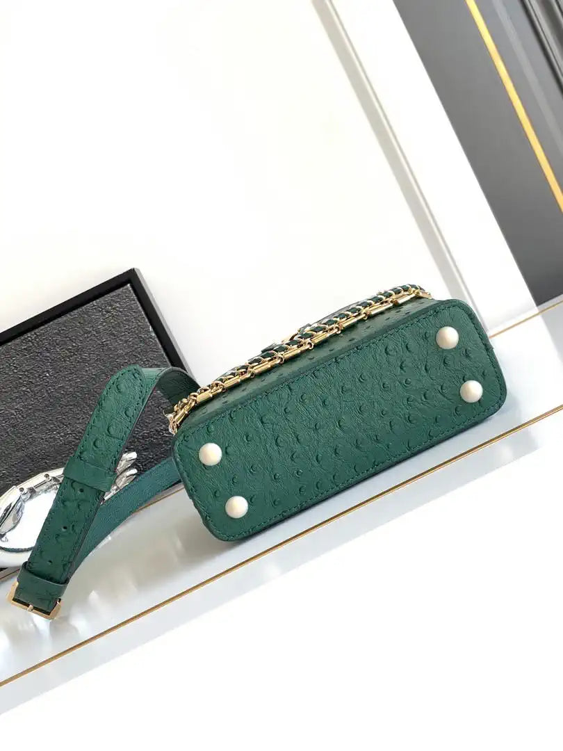 LV M87312 Louis Vuitton Ostrich Capucines Mini Green