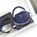 LV M87312 Louis Vuitton Ostrich Capucines Mini Navy Blue