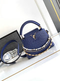 LV M87312 Louis Vuitton Ostrich Capucines Mini Navy Blue