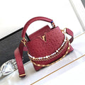 LV M87312 Louis Vuitton Ostrich Capucines Mini Wine Red