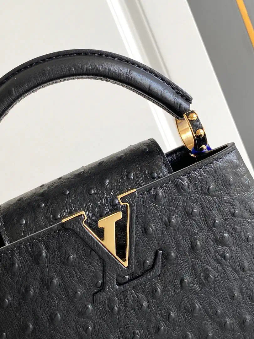LV M87312 Louis Vuitton Ostrich Capucines Mini Black