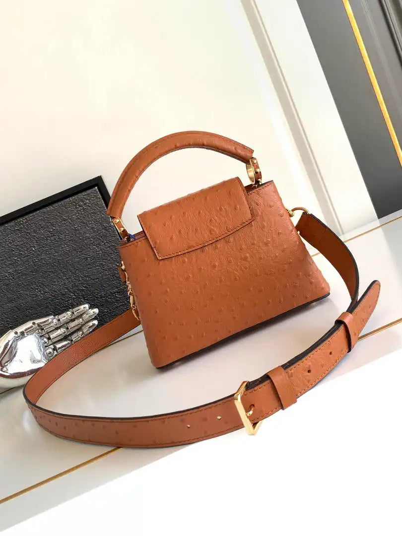 LV M87312 Louis Vuitton Ostrich Capucines Mini Brown