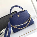 LV M87313 Louis Vuitton Ostrich Capucines BB Navy Blue