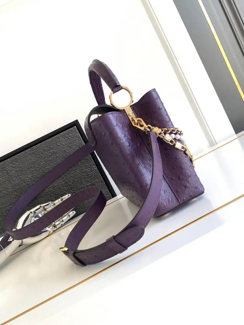 LV M87313 Louis Vuitton Ostrich Capucines BB Purple