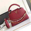 LV M87313 Louis Vuitton Ostrich Capucines BB Wine Red