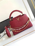 LV M87313 Louis Vuitton Ostrich Capucines BB Wine Red