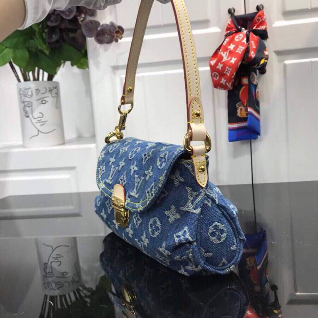 LV M95050 Louis Vuitton Monogram Denim Shoulder Bag Blue