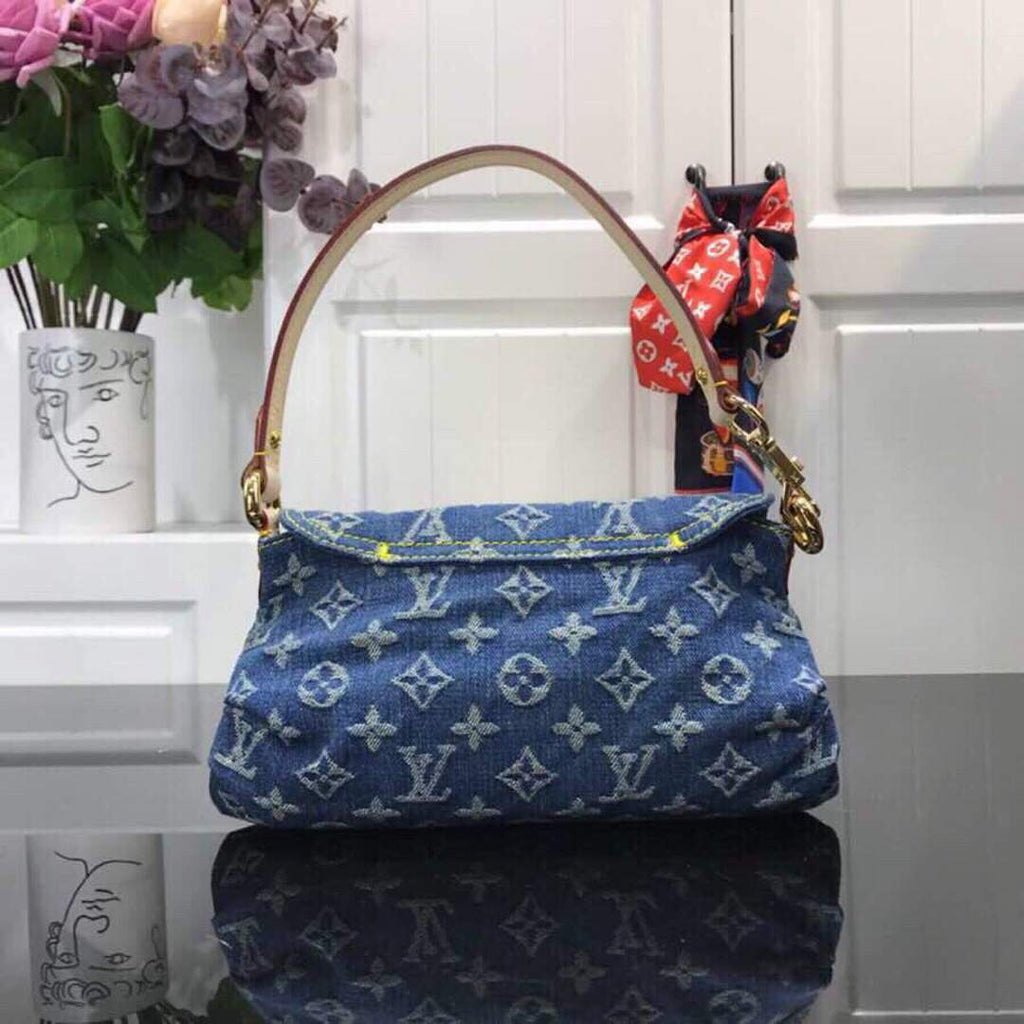 LV M95050 Louis Vuitton Monogram Denim Shoulder Bag Blue