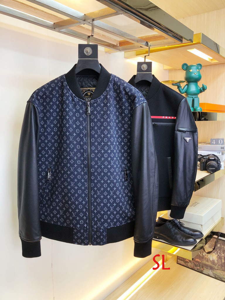LV Men's Designer Leather Jacket Louis Vuitton Coat Outerwear 38201