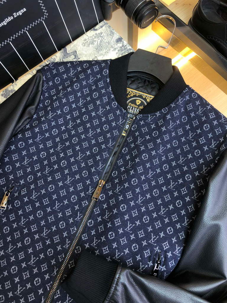 LV Men's Designer Leather Jacket Louis Vuitton Coat Outerwear 38201