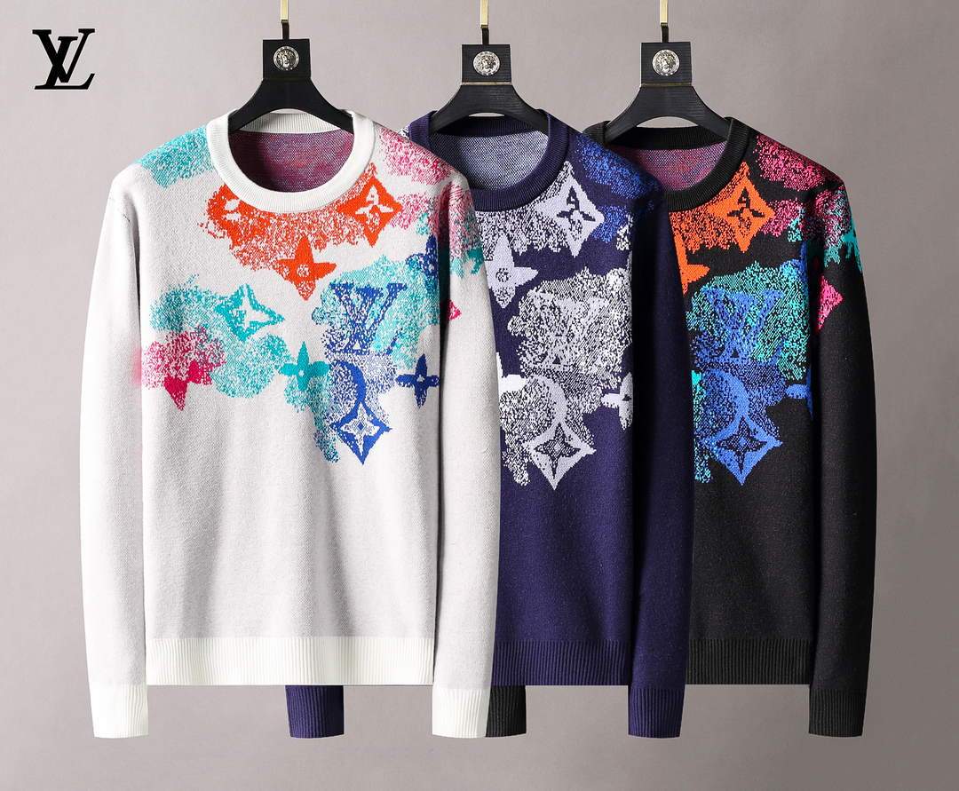 LV Men's Sweaters Designer Louis Vuitton Sweaters and Cardigans Clothing 36003 White