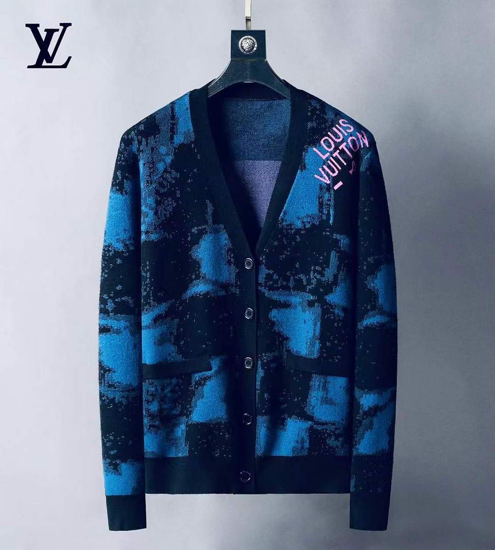 LV Men's Sweaters Designer Louis Vuitton Sweaters and Cardigans Clothing 36004 Blue