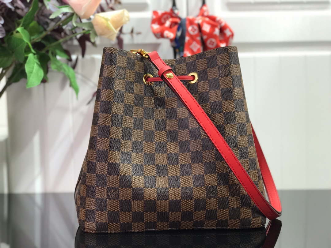 LV N40198 Louis Vuitton N¨¦ONO¨¦ MM Bag Damier Ebene Red