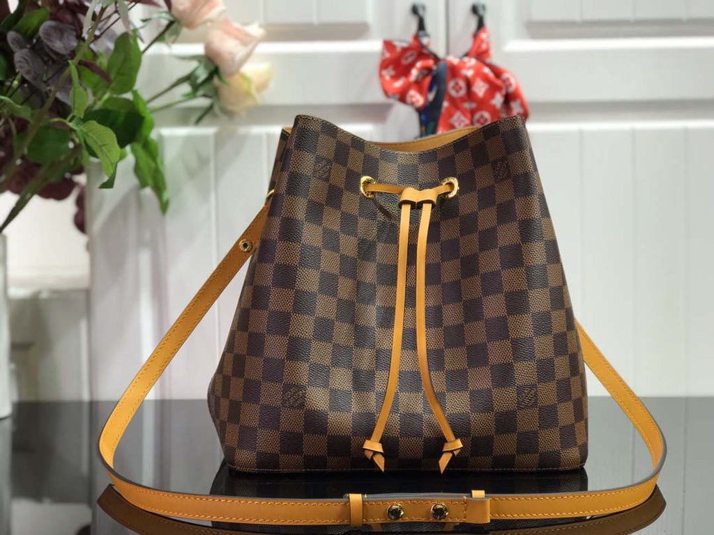 LV N40213 Louis Vuitton N¨¦ONO¨¦ MM Bag Damier Ebene Safran Yellow