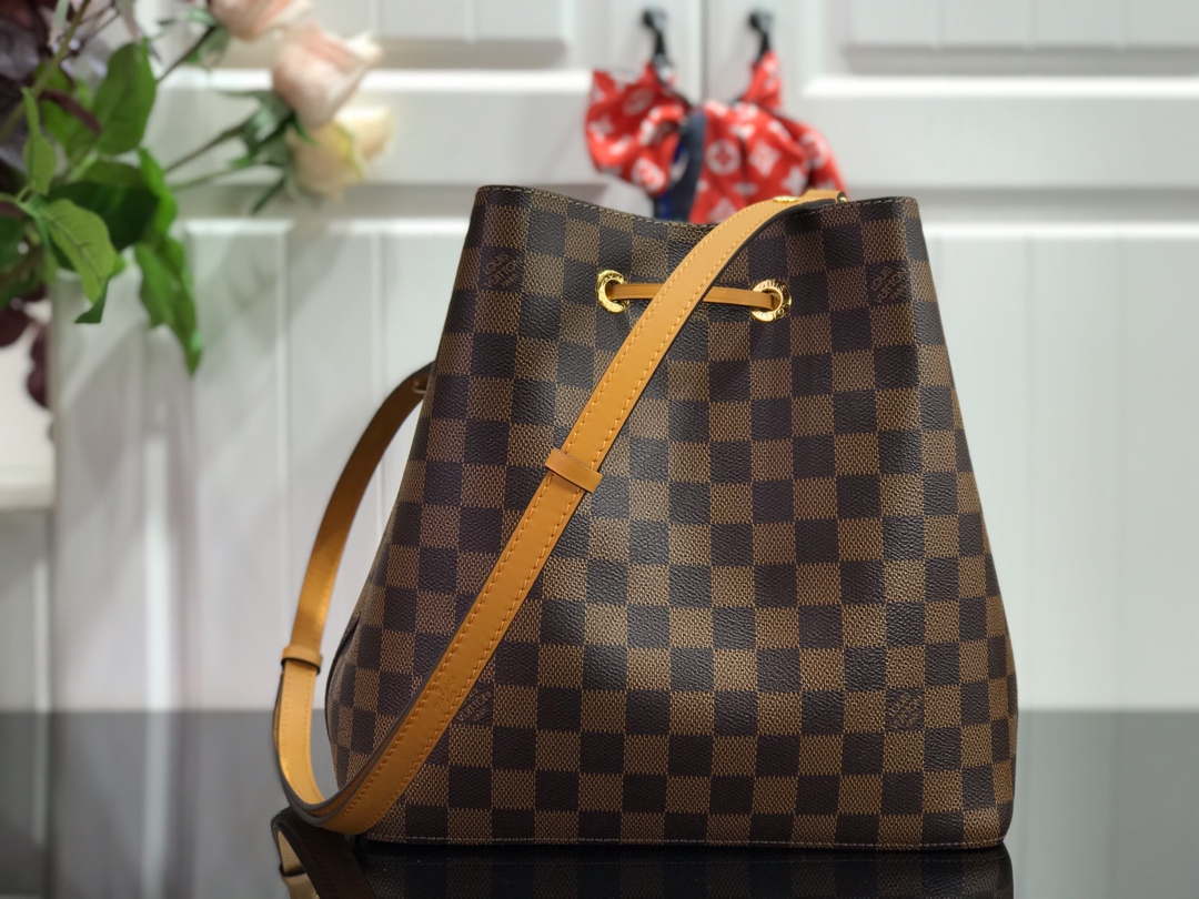 LV N40213 Louis Vuitton N¨¦ONO¨¦ MM Bag Damier Ebene Safran Yellow
