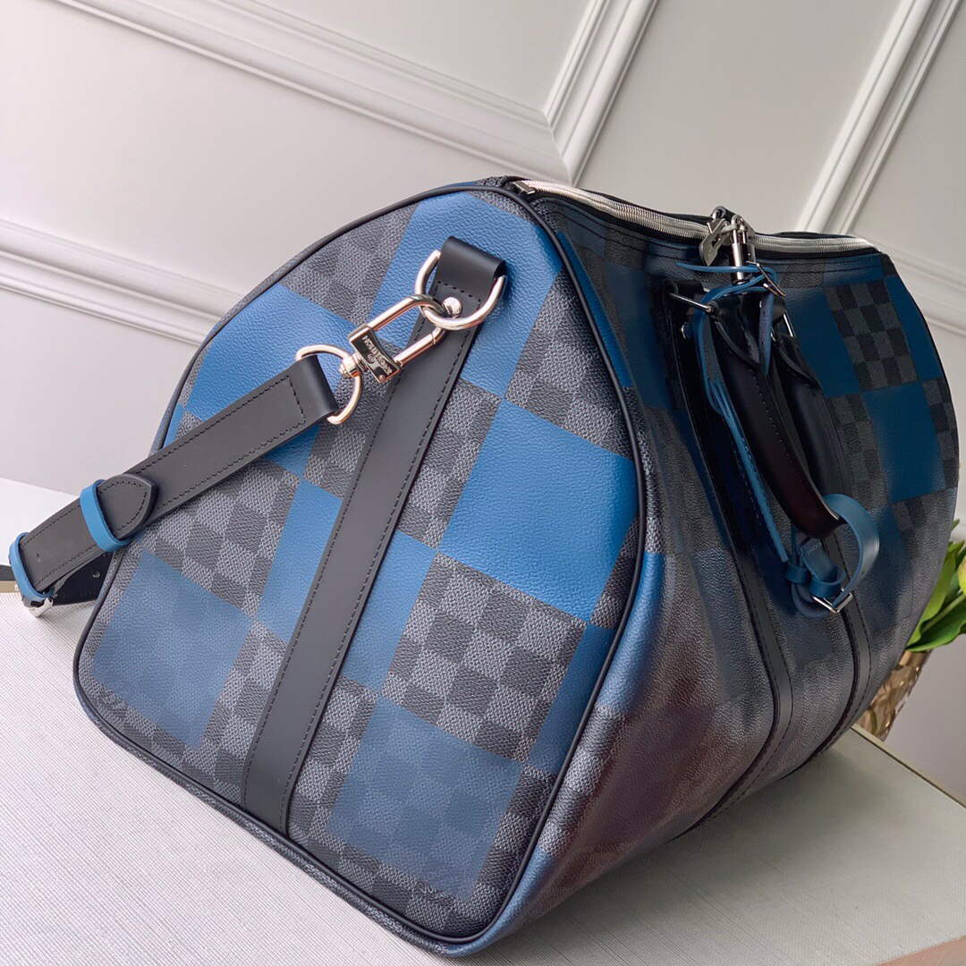 LV N40410 Louis Vuitton Keepall Bandouliere 50 Travel Bag Blue - Default Title - View 2